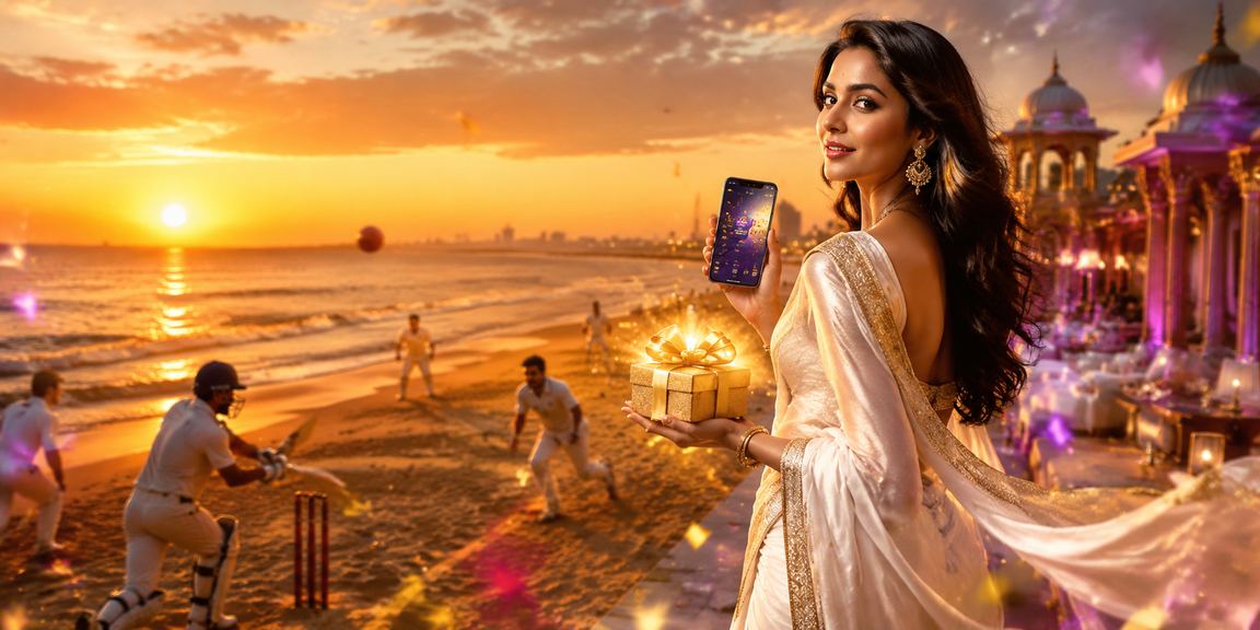 Indian woman dressed in traditional saree enjoying cricket betting on mobile in Chennai