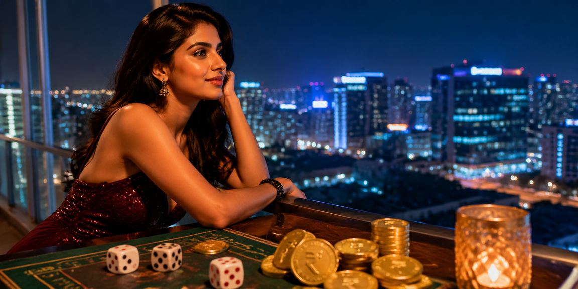 Dice game with Indian rupee chips illustrating online betting excitement
